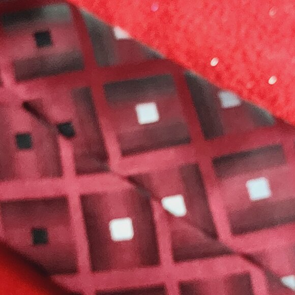 Van Heusen Red Black Gray White Box Geo Color Change Design Poly Hand Made Tie - Picture 12 of 16